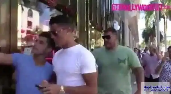 Cristiano Ronaldo Pushes Aside Selfie Seeking Fan Who Tried Interrupt His Shopping Trip (Photos/Video)